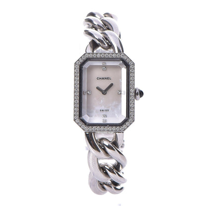 Chanel Stainless Steel Diamond Bezel Mother of Pearl 16mm Chain Premiere Quartz Watch S 1 of 6
