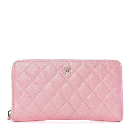 Chanel Iridescent Caviar Quilted Large Zip Around Organizer Wallet Pink 1 of 13