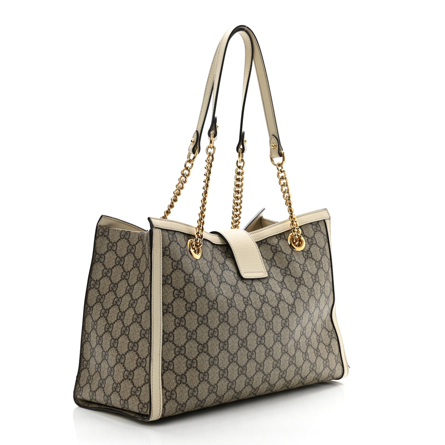 GG Supreme Monogram Medium Padlock Tote White