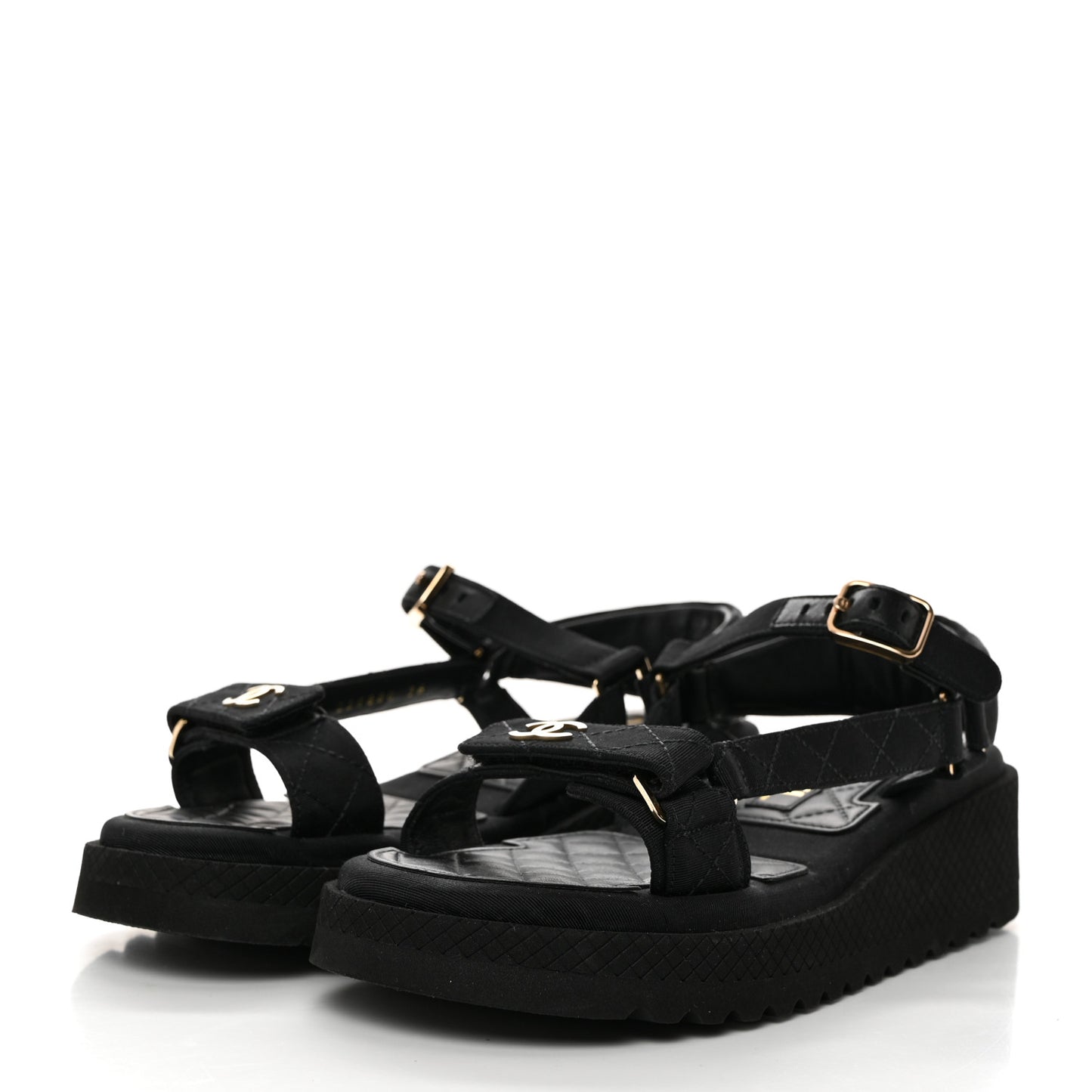 Grosgrain Logo Platform Sandals 36 Black