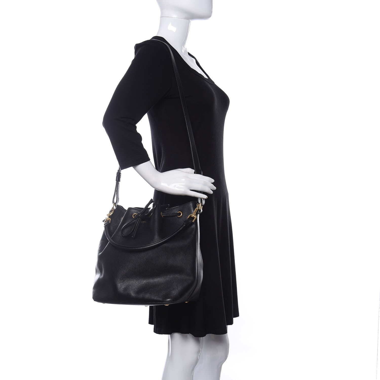 Saint Laurent Calfskin Large Emmanuelle Bucket Bag Black 2 of 13