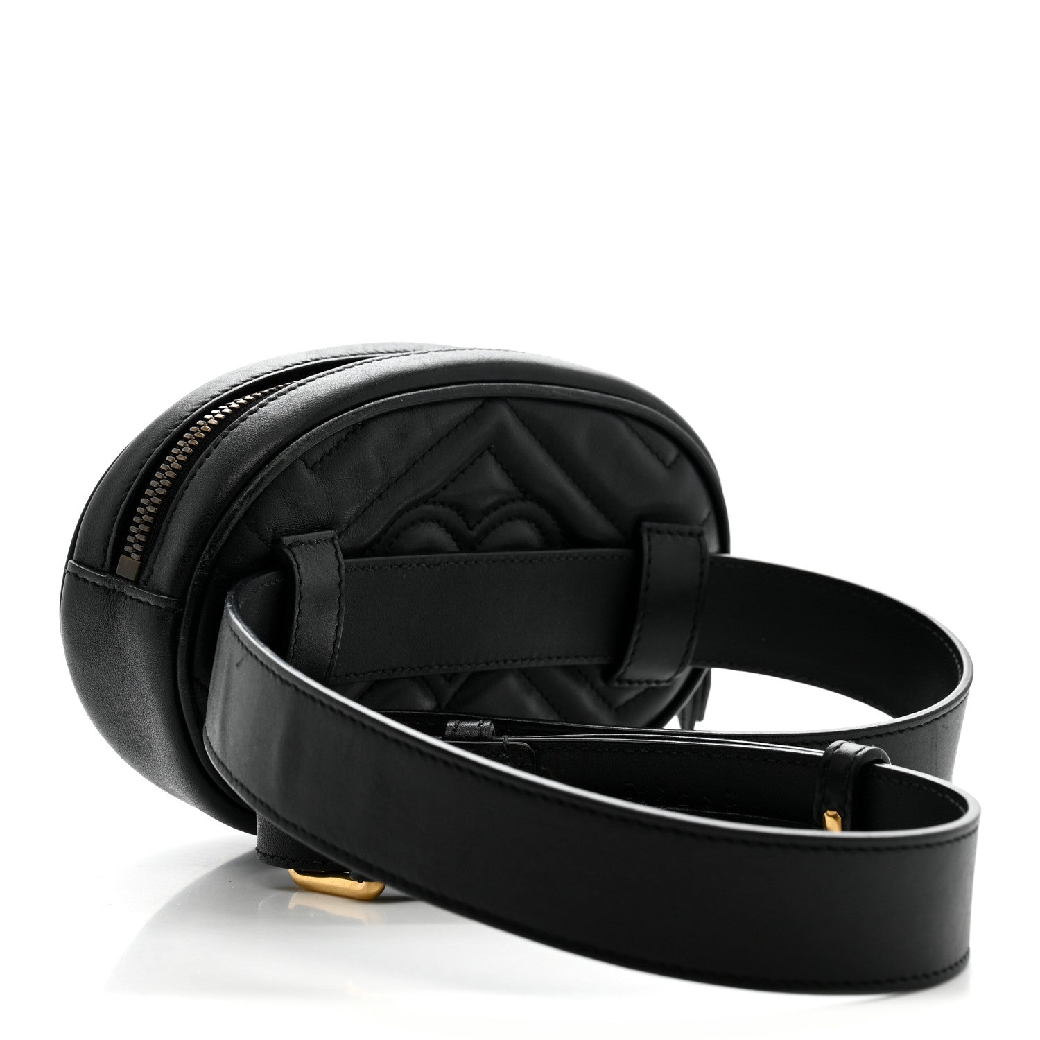 Gucci Calfskin Matelasse GG Marmont Belt Bag 85 34 Black 3 of 20