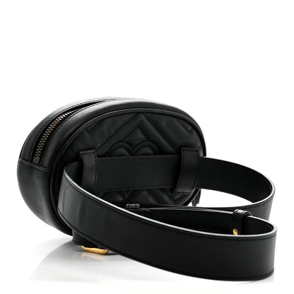 Gucci Calfskin Matelasse GG Marmont Belt Bag 85 34 Black 3 of 20