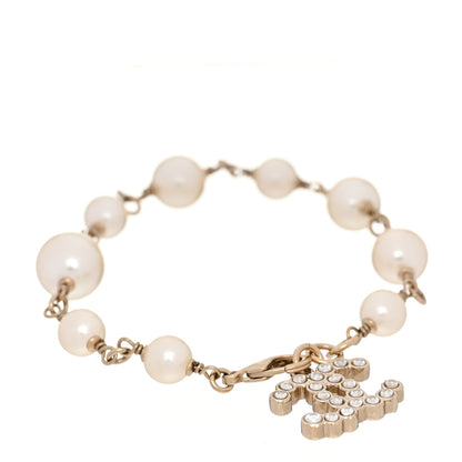 Chanel Pearl Crystal CC Bracelet Gold 1 of 5