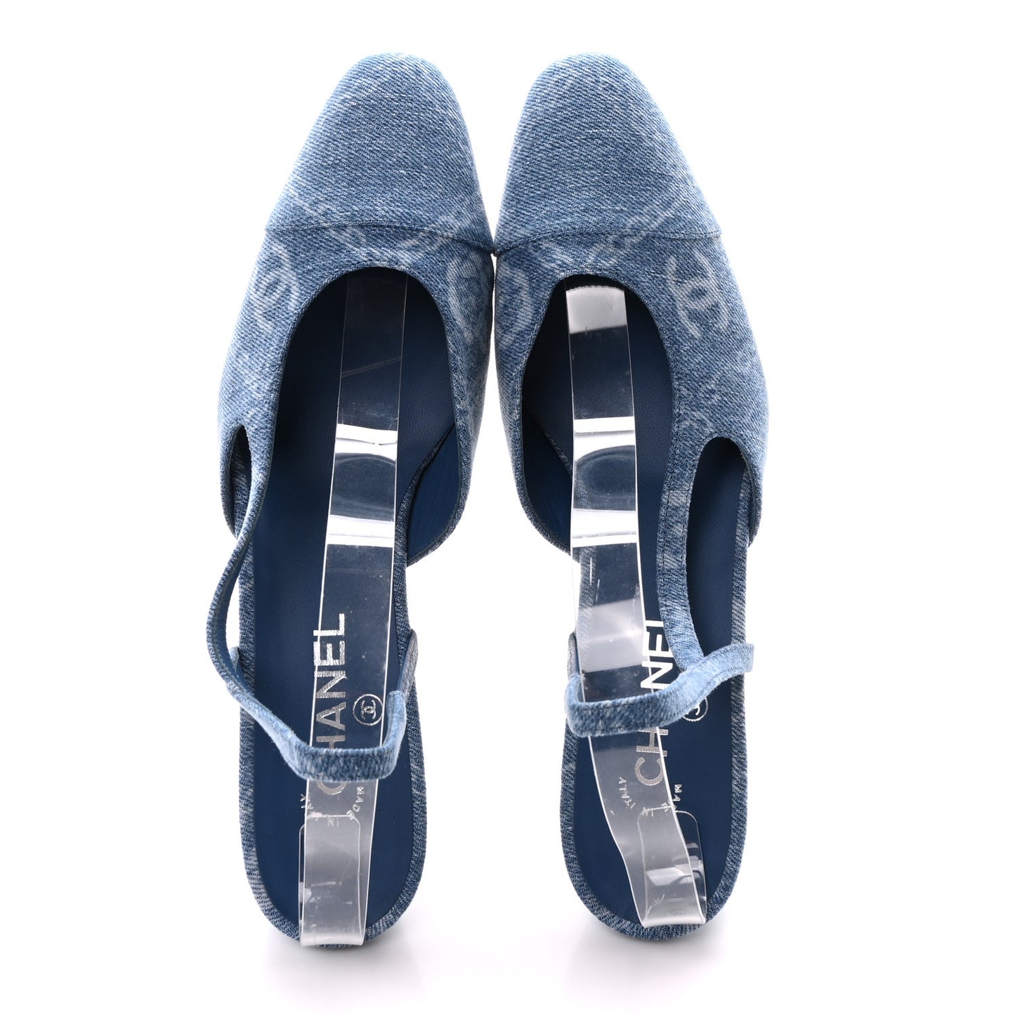 Denim Cap Toe Denim Slingback Pumps 41 Blue