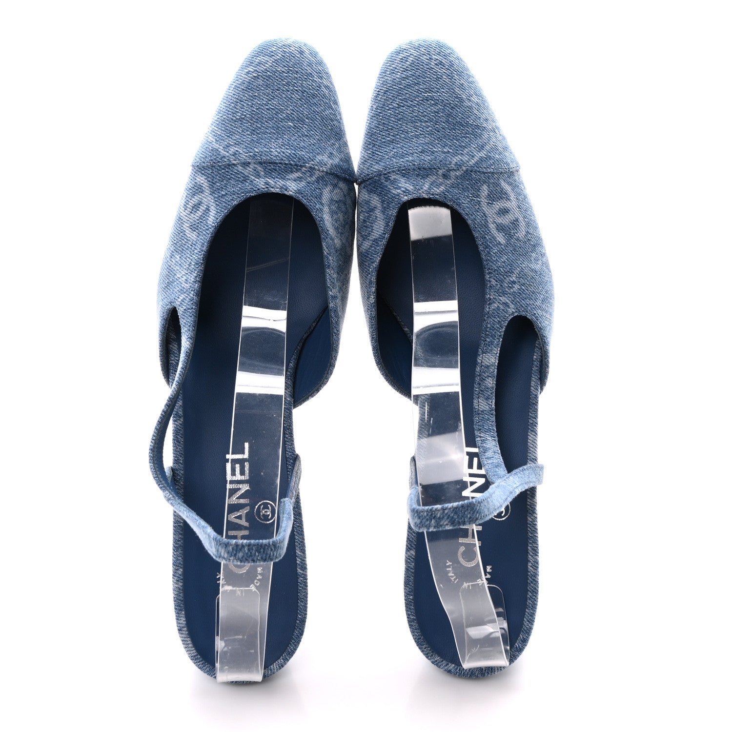 Chanel Denim Cap Toe Denim Slingback Pumps 41 Blue 2 of 8