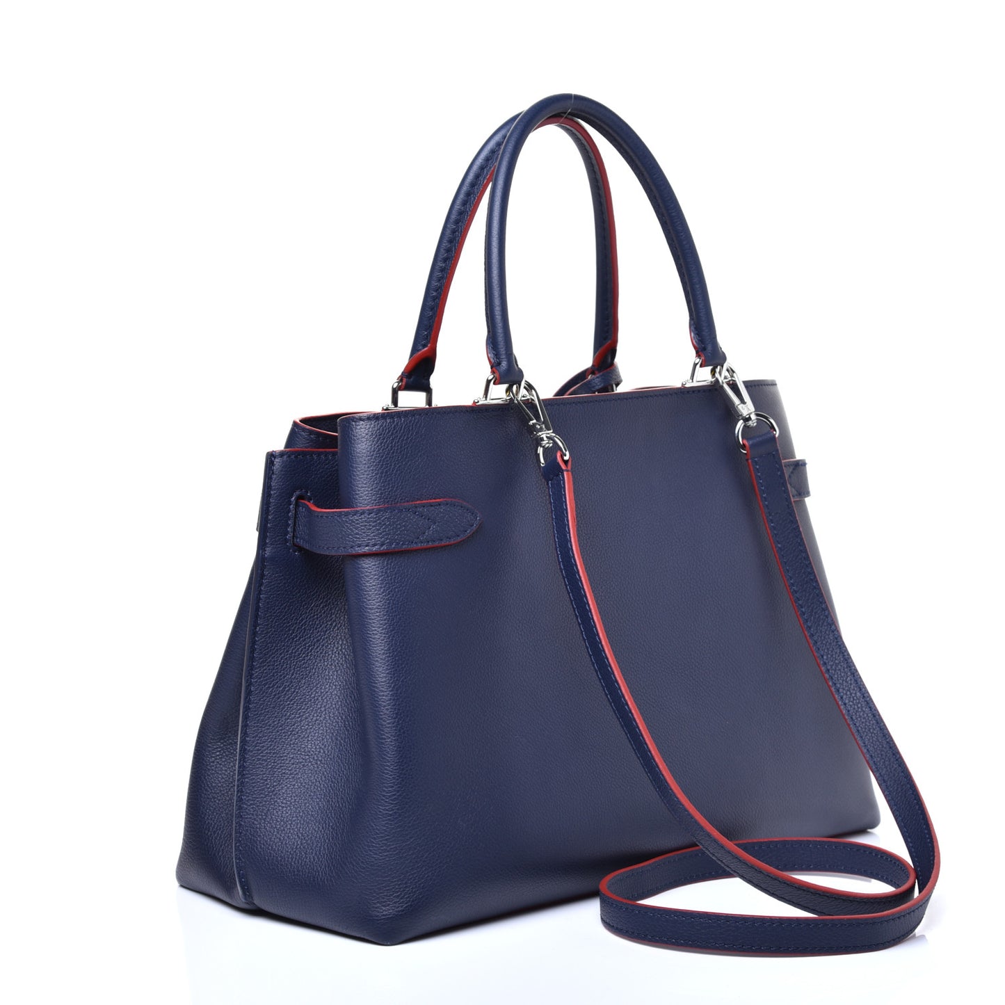 Calfskin Lockme Day Marine Rouge