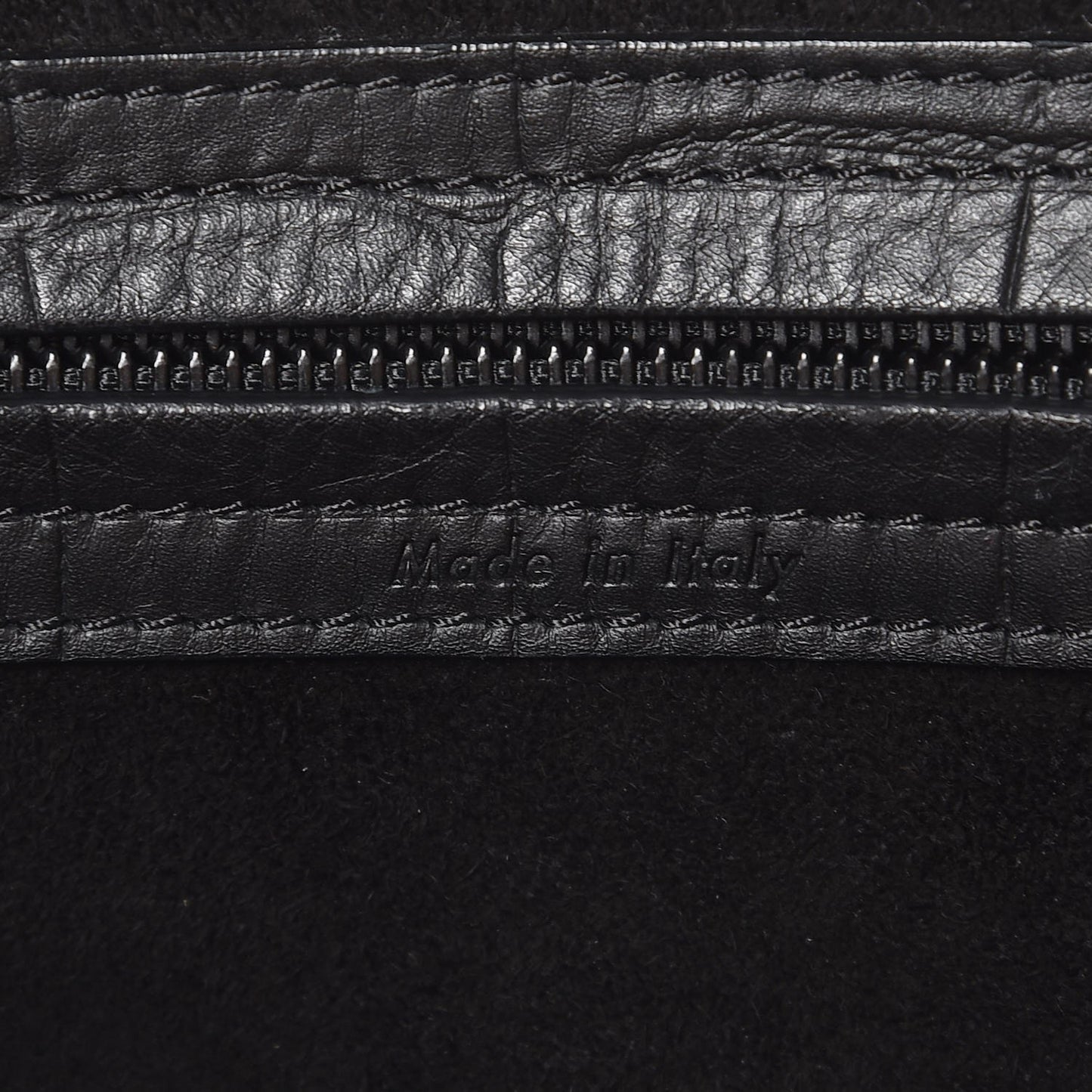 Crocodile Embossed Calfskin Large Phantom Luggage Black