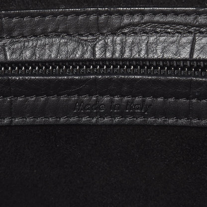 Celine Crocodile Embossed Calfskin Large Phantom Luggage Black 7 of 8