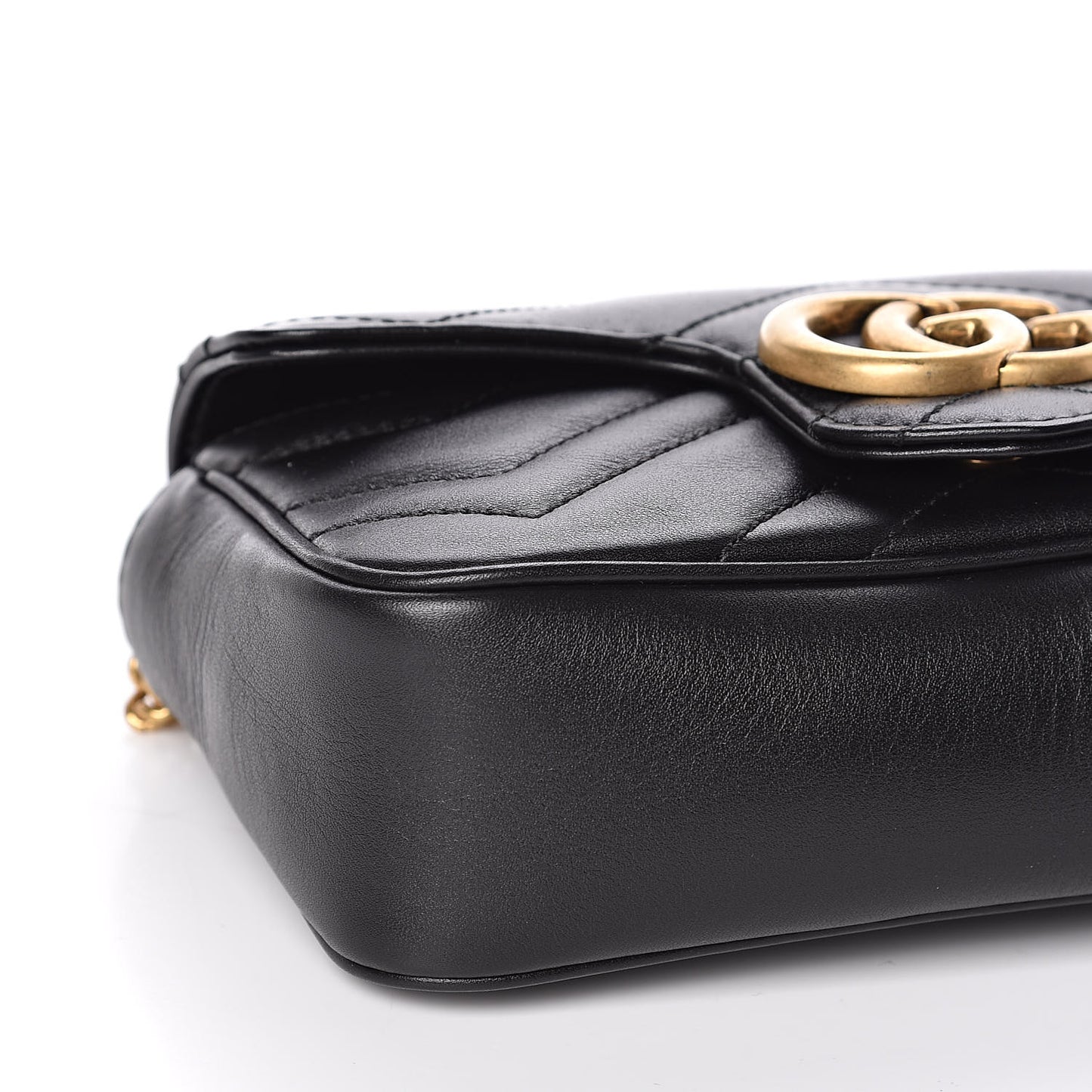 Calfskin Matelasse Super Mini GG Marmont Shoulder Bag Black