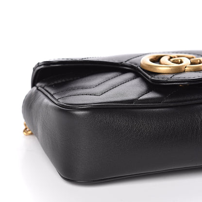 Gucci Calfskin Matelasse Super Mini GG Marmont Shoulder Bag Black 8 of 11