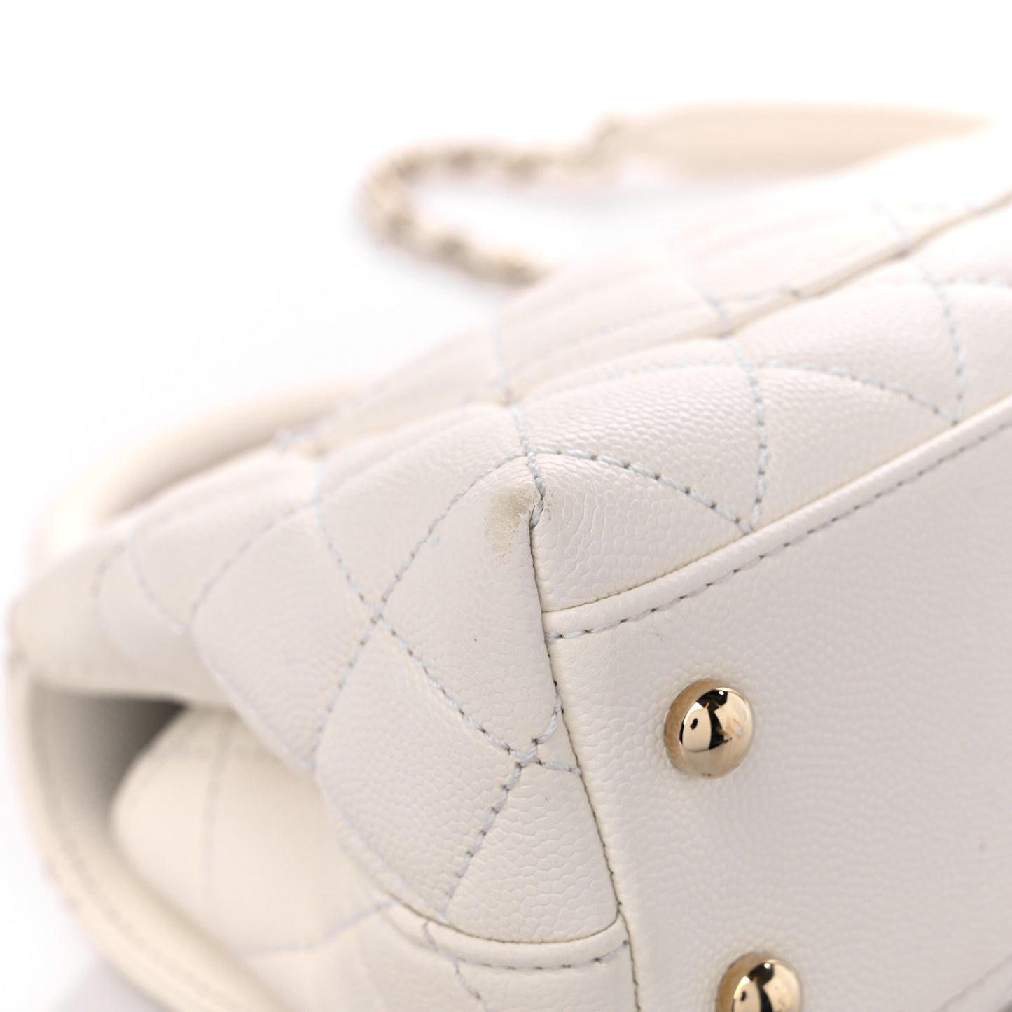 Caviar Quilted Extra Mini Coco Handle Flap White