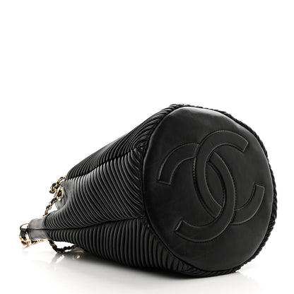 Chanel Lambskin Chevron Drawstring Bag Black 4 of 10