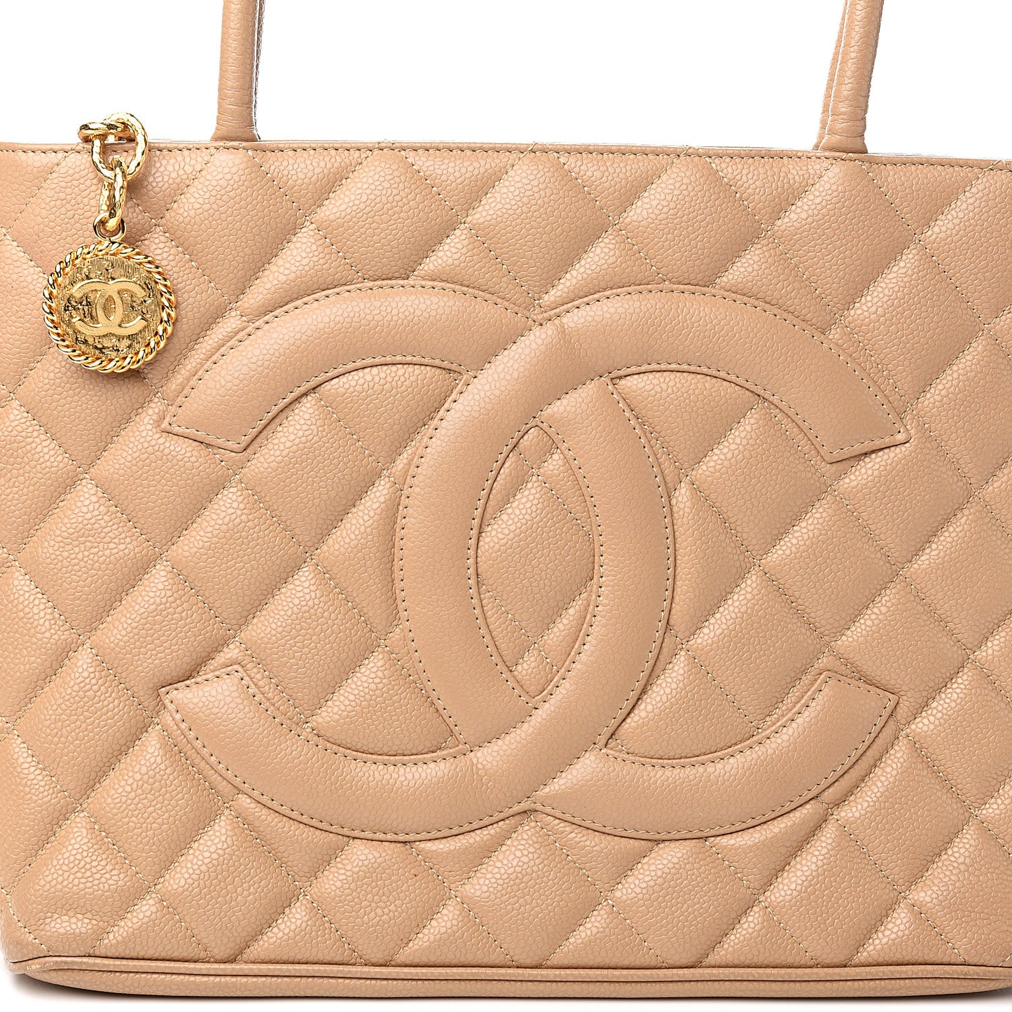 Caviar Quilted Medallion Tote Beige