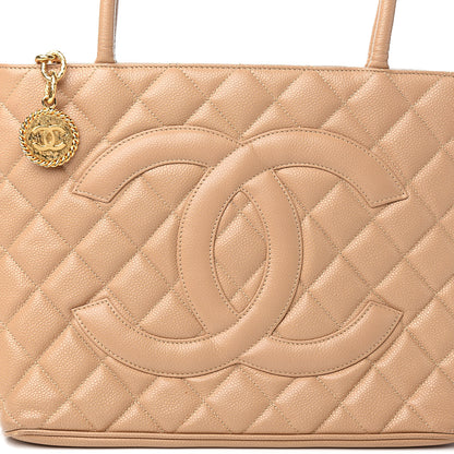 Chanel Caviar Quilted Medallion Tote Beige 10 of 10