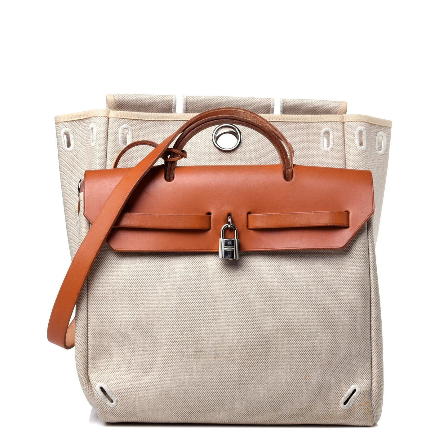 Toile Vache Calfskin Herbag 30 PM Backpack Natural
