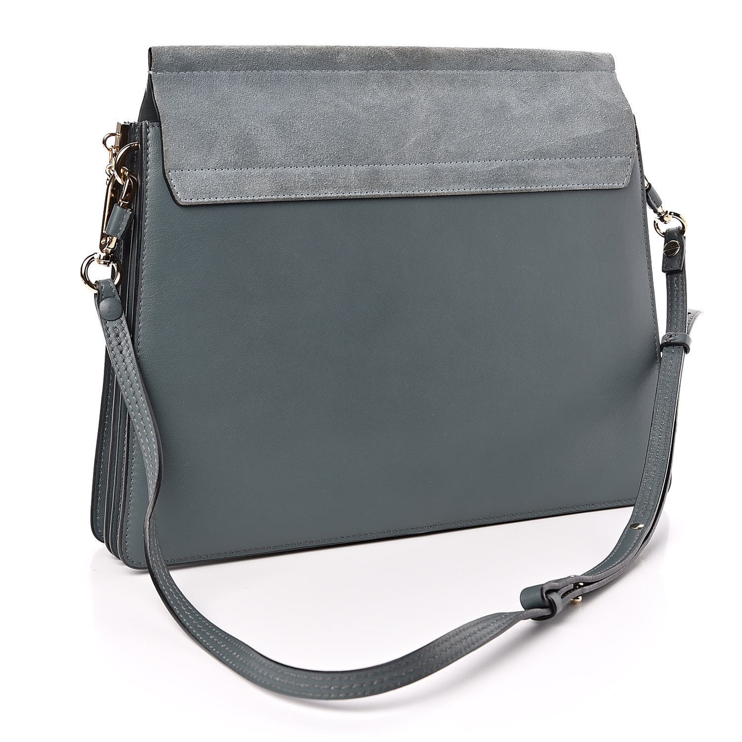 Suede Calfskin Medium Faye Shoulder Bag Cloudy Blue