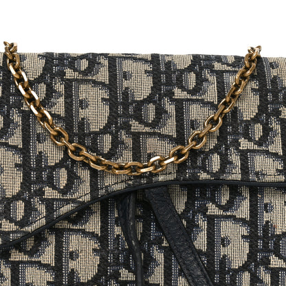 Christian Dior Oblique Small Saddle Chain Pouch Blue 9 of 11