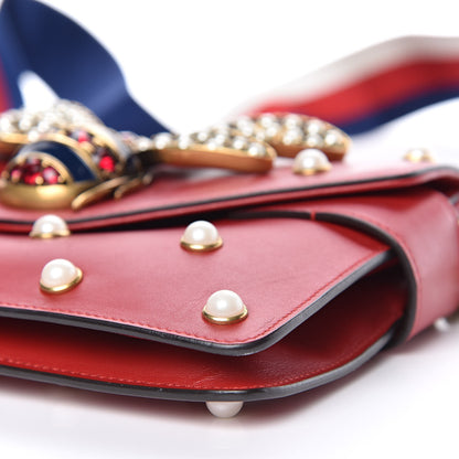 Gucci Nappa Pearl Studded Mini Queen Margaret Broadway Shoulder Bag Hibiscus Red 9 of 14