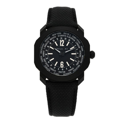 Bulgari Stainless Steel Fabric 41mm Octo Roma Worldtimer Automatic Watch Black 1 of 4