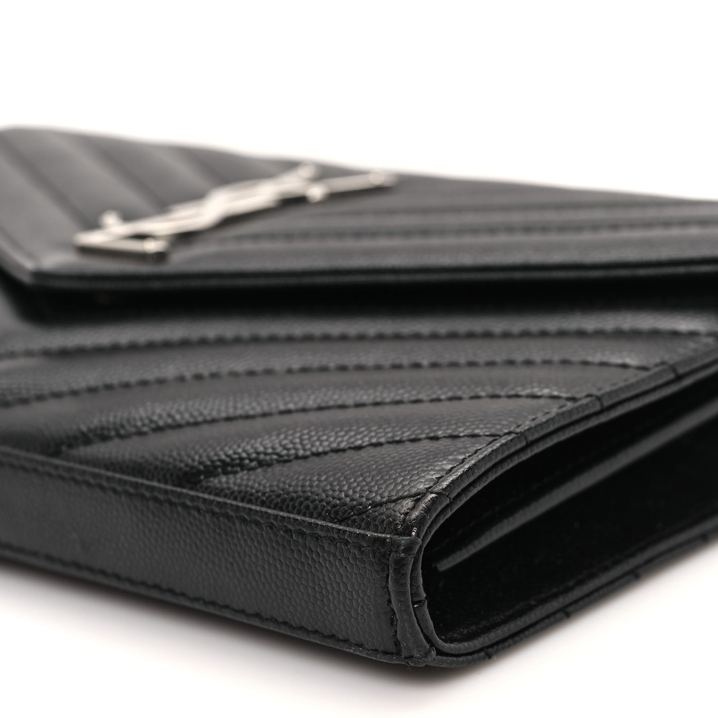 Grain De Poudre Matelasse Chevron Monogram Chain Wallet Black