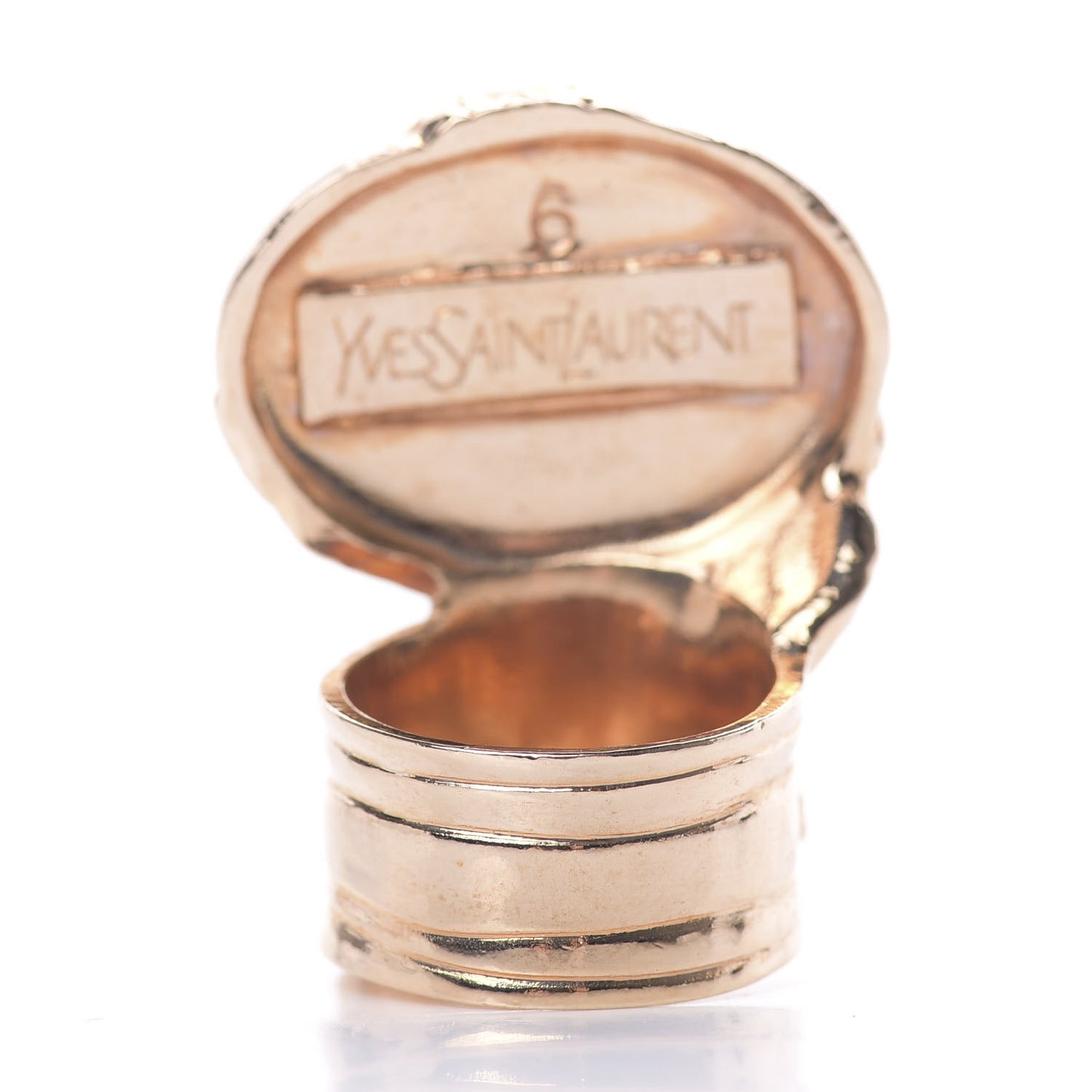 Glass Cabochon Arty Ovale Ring 6 Rose Gold Marine