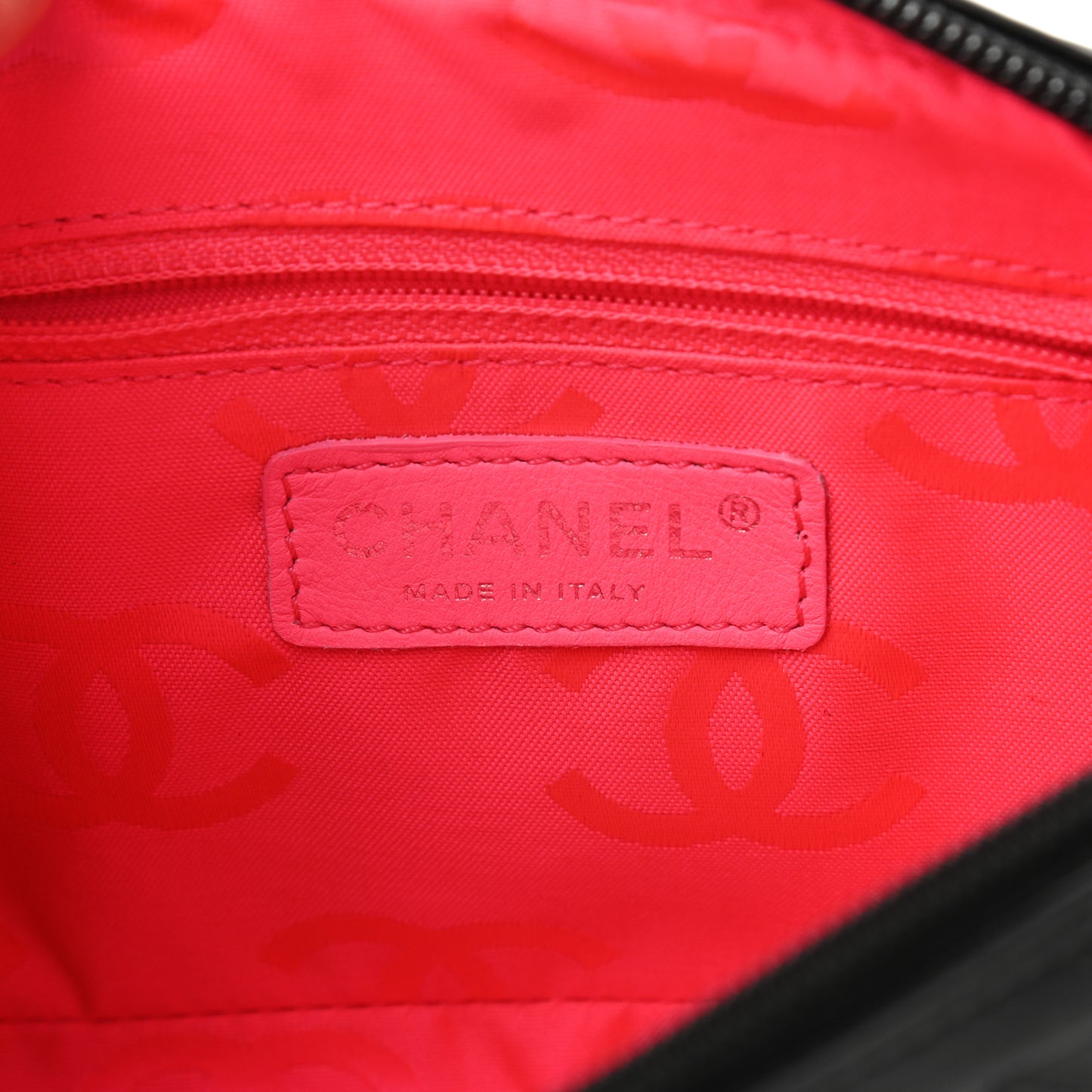 Calfskin Quilted Cambon Pochette Black White