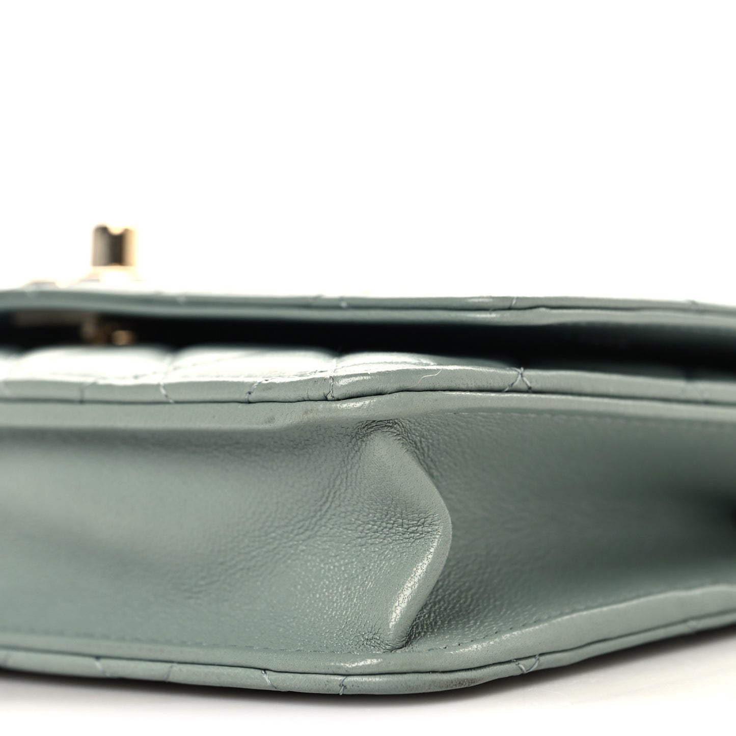 Lambskin Quilted Trendy CC Wallet On Chain WOC Light Blue