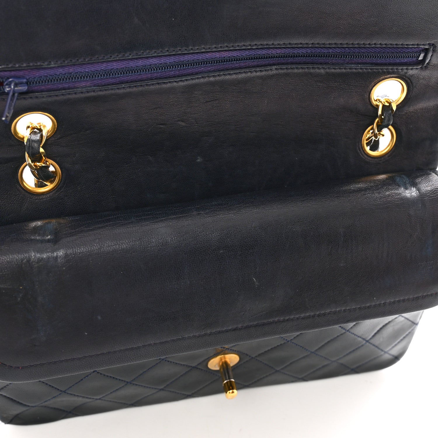 Chanel Lambskin Quilted Small Double Flap Navy 13 of 14