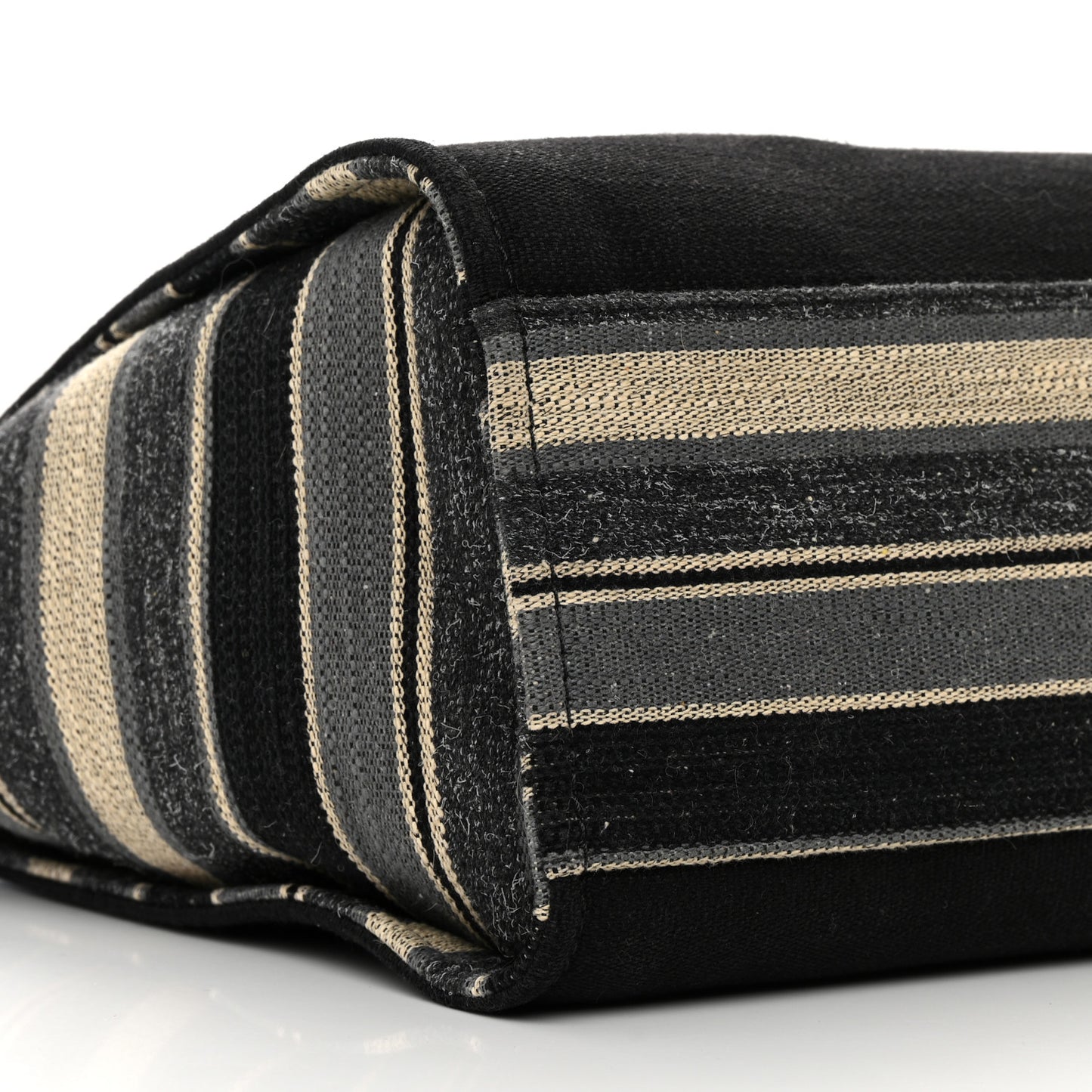 Striped Canvas Medium Deauville Tote Grey Black