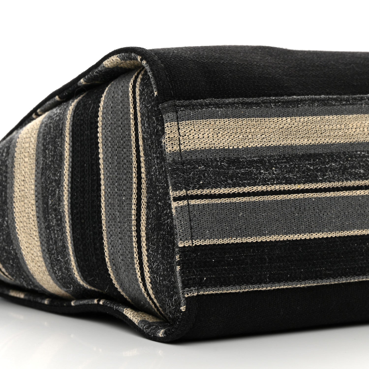 Chanel Striped Canvas Medium Deauville Tote Grey Black 9 of 14
