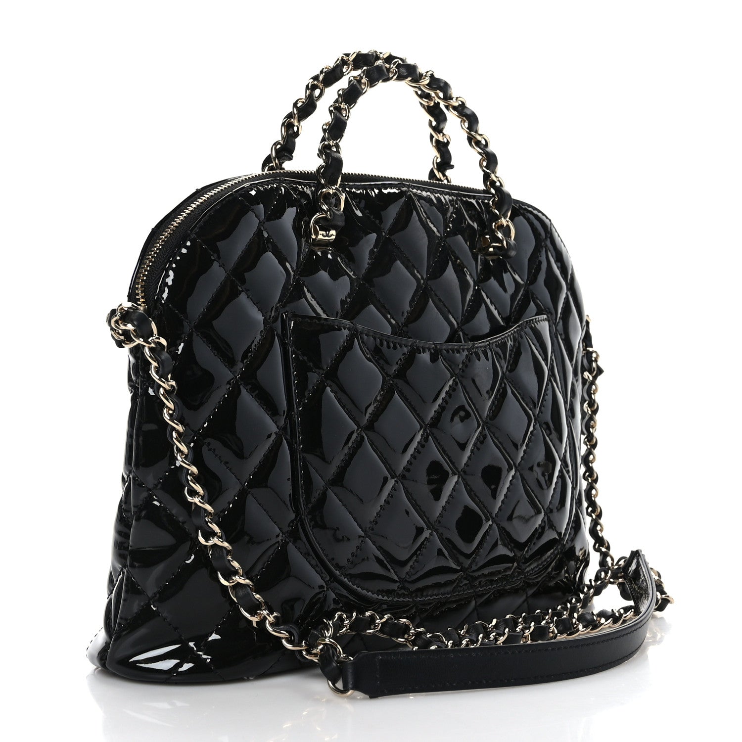 Chanel Patent Quilted Shiny Coco Small Shopping Bag Black 3 of 10