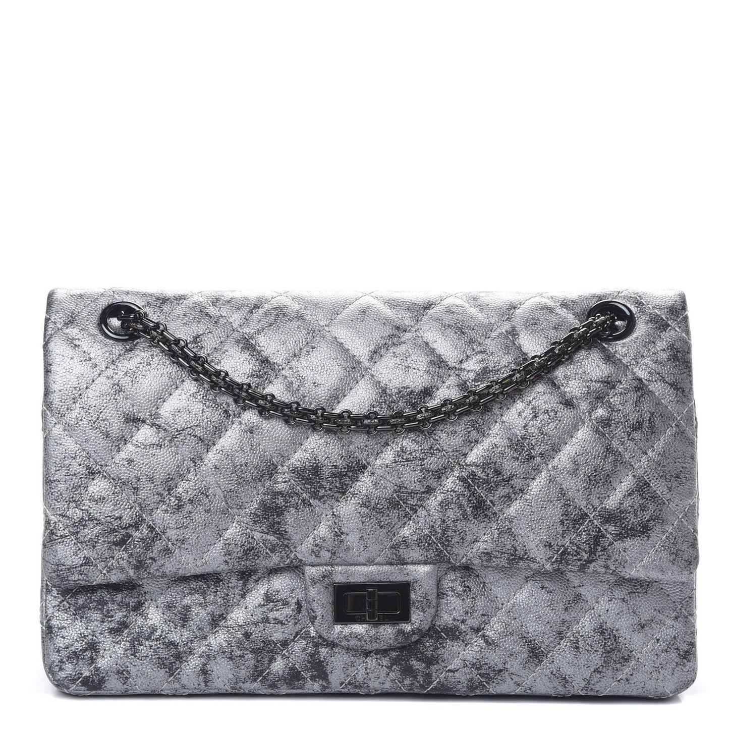 Metallic Caviar Quilted 2.55 Reissue 226 Flap Silver Black