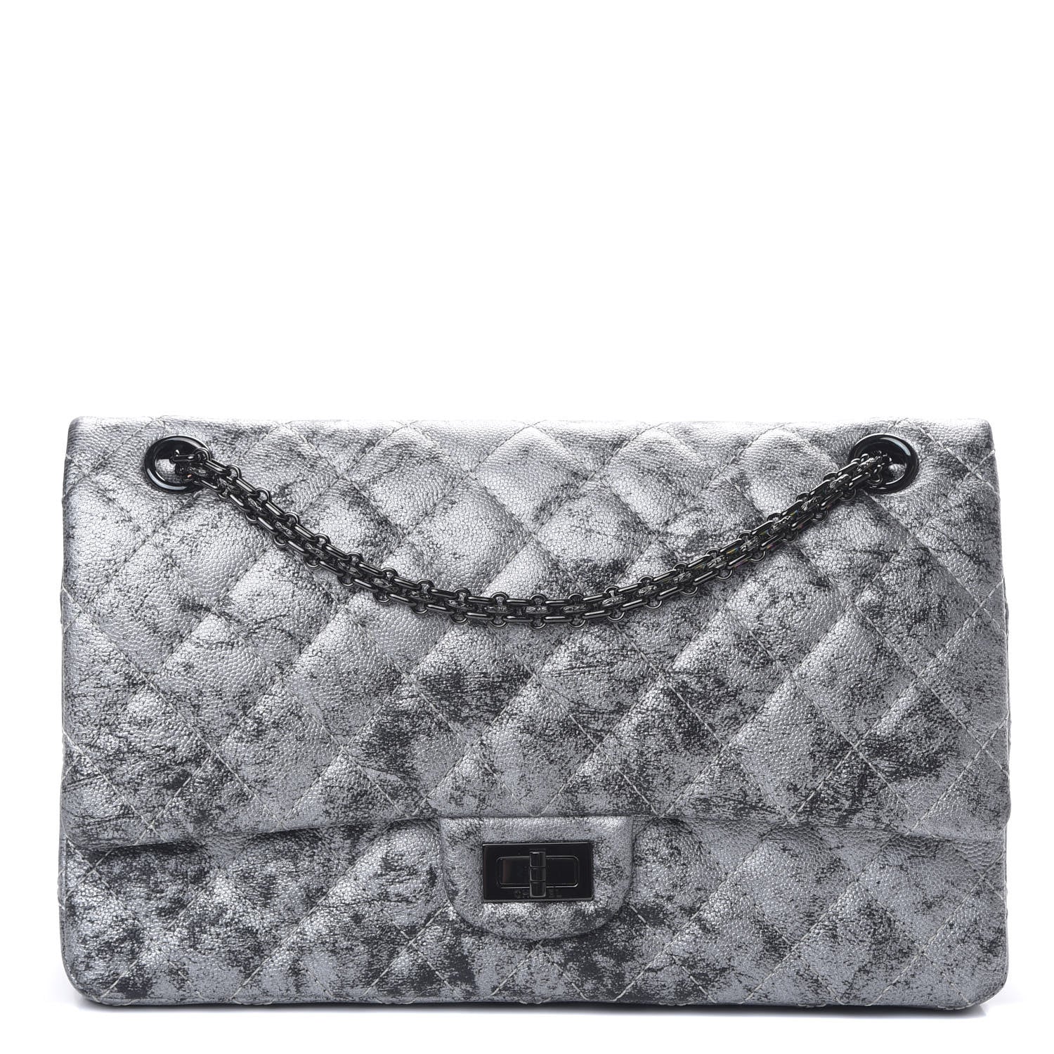 Chanel Metallic Caviar Quilted 2.55 Reissue 226 Flap Silver Black 1 of 9