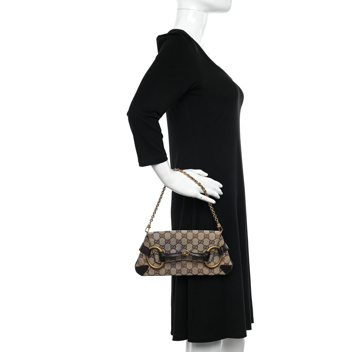 Monogram Horsebit Clutch Dark Brown