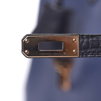 Hermes Taurillon Novillo Matte Alligator Birkin Touch 25 Bleu Saphir Marine 31 of 38