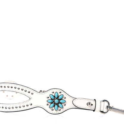 Prada Calfskin Studded Flower Shoulder Strap White 4 of 8