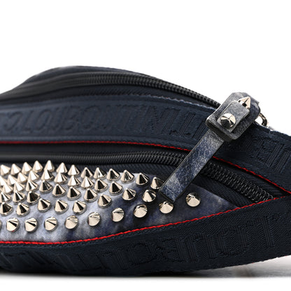 Christian Louboutin Canvas Spiked Paris NYC Belt Bag Blue 10 of 13