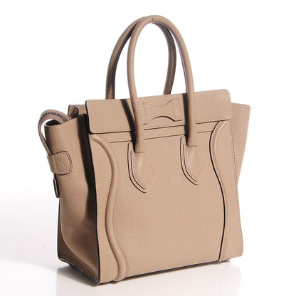 Celine Drummed Calfskin Micro Luggage Dune 3 of 8