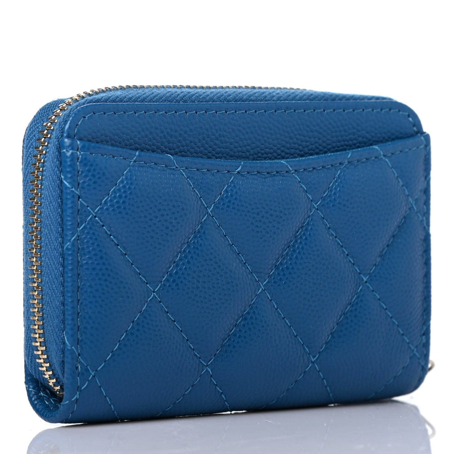 Caviar Quilted Zip Coin Purse Blue