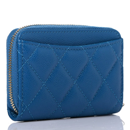 Chanel Caviar Quilted Zip Coin Purse Blue 2 of 4