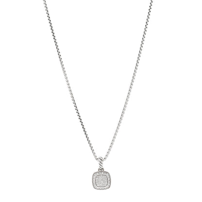 David Yurman Sterling Silver Diamond Pave 7mm Petite Albion Pendant Necklace 1 of 4