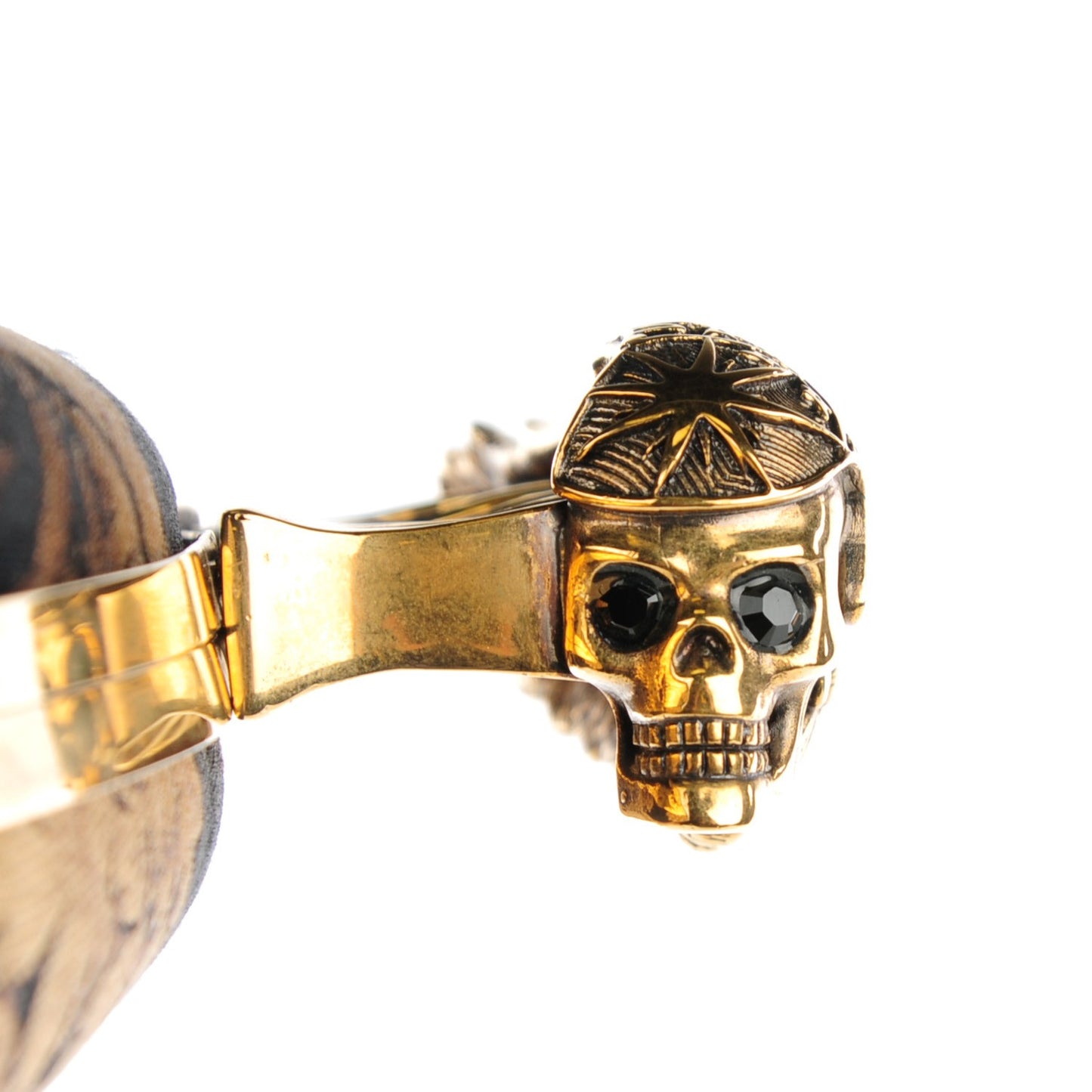 Silk Gibbons Printed Hell's Knuckle Duster Clutch Black Gold