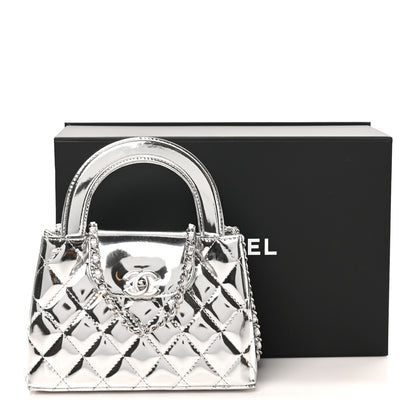 Chanel Mirror Calfskin Metallic Calfskin Quilted Nano Kelly Shopper Silvery 11 of 11