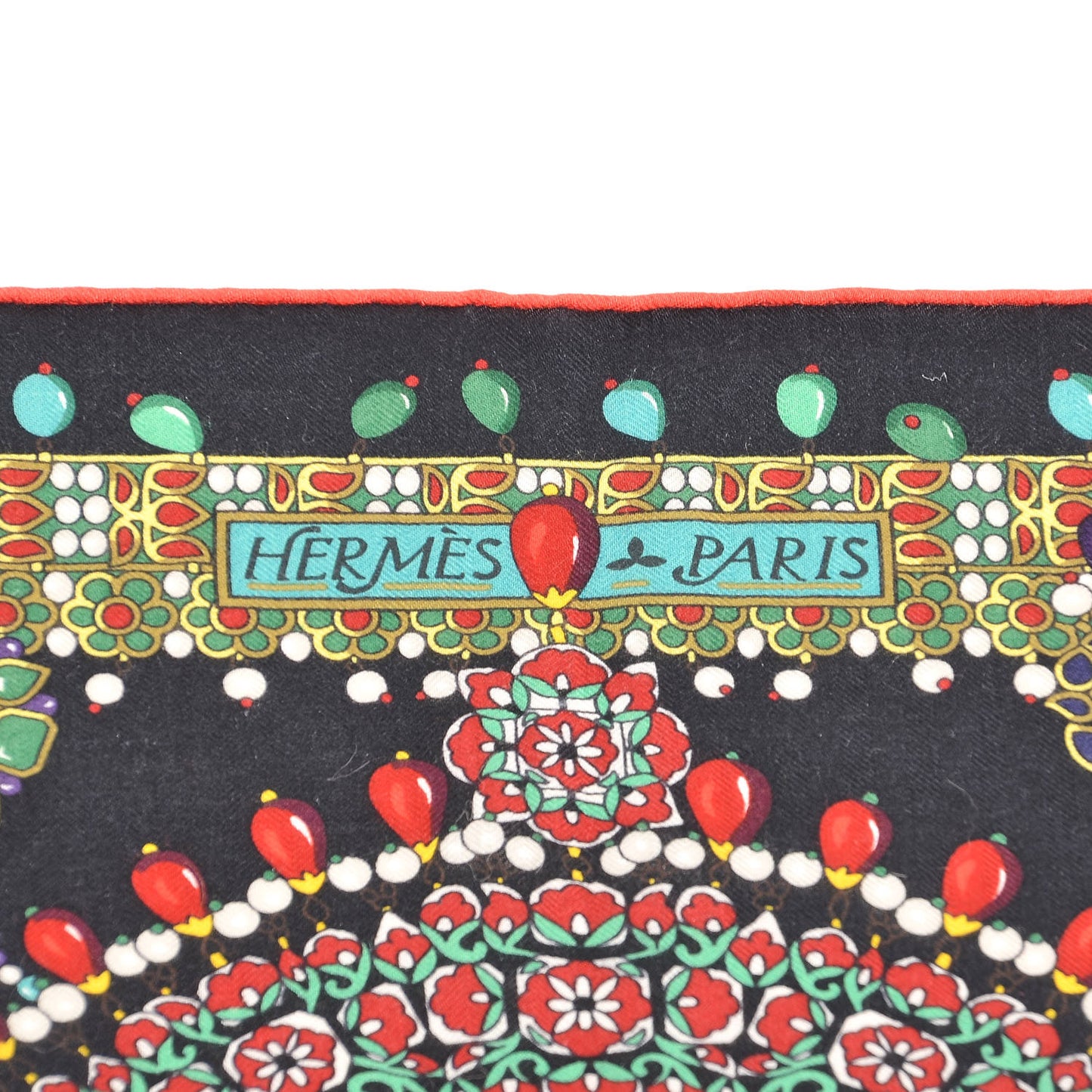 Cashmere Silk Parures Des Maharajas Shawl 140 Noir Vert Rouge