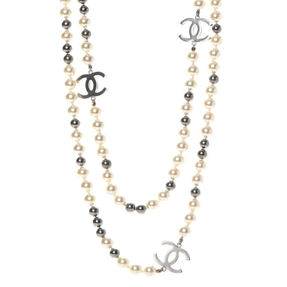 Chanel Pearl CC Long Necklace Silver 1 of 6