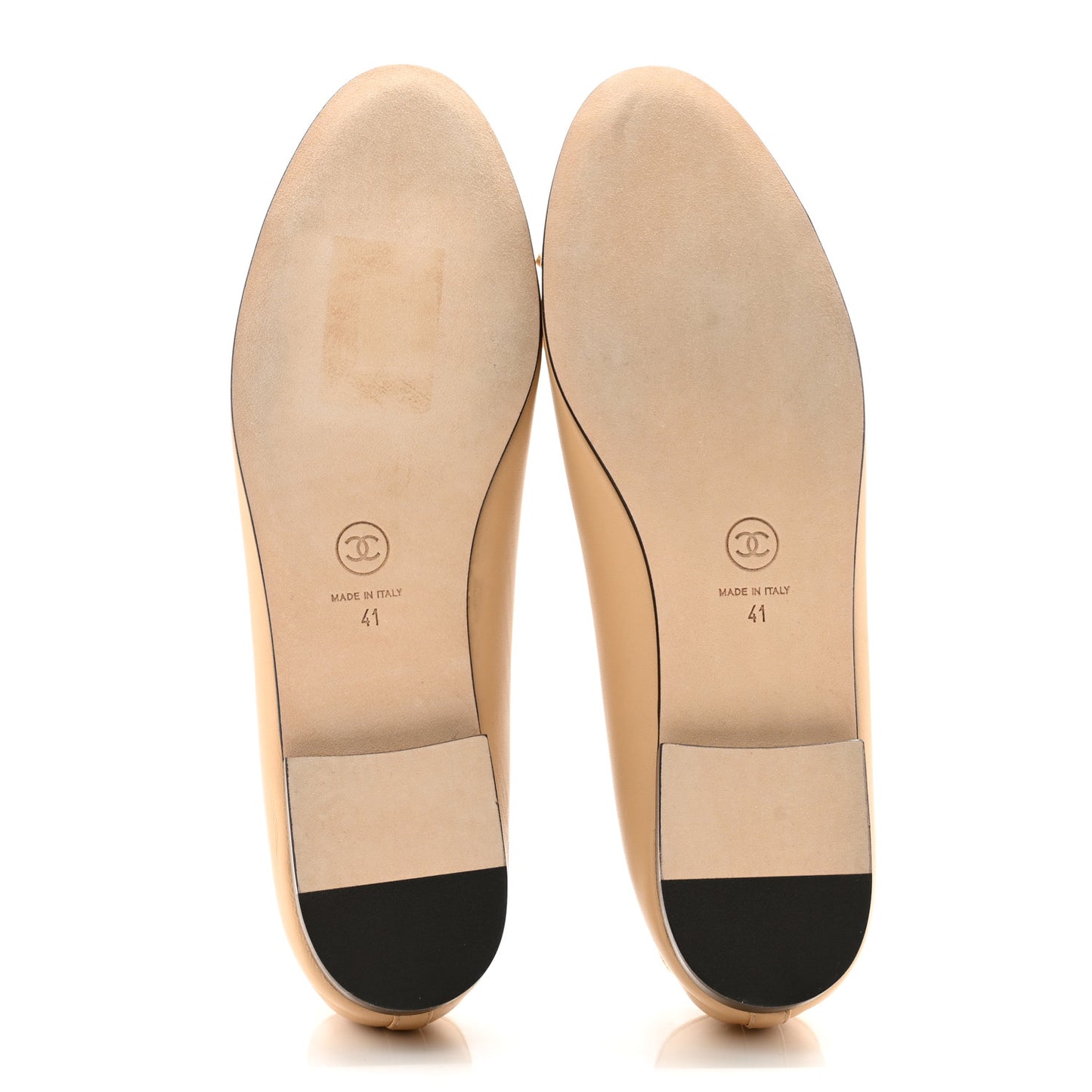 Lambskin Cap Toe CC Ballerina Flats 41 Dark Beige Black