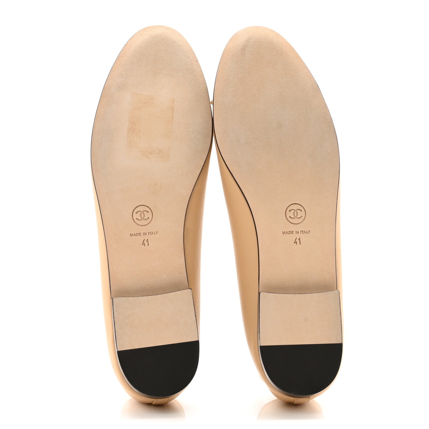 Chanel Lambskin Cap Toe CC Ballerina Flats 41 Dark Beige Black 5 of 9