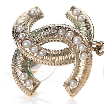Chanel Pearl CC Drop Earrings Gold 7 of 9