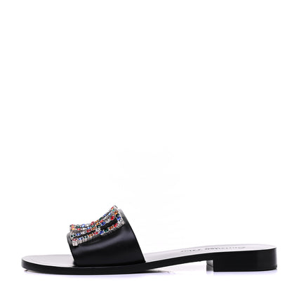 Christian Dior Calfskin Crystal Dio(r)evolution Slide Sandals 38 Black 1 of 14